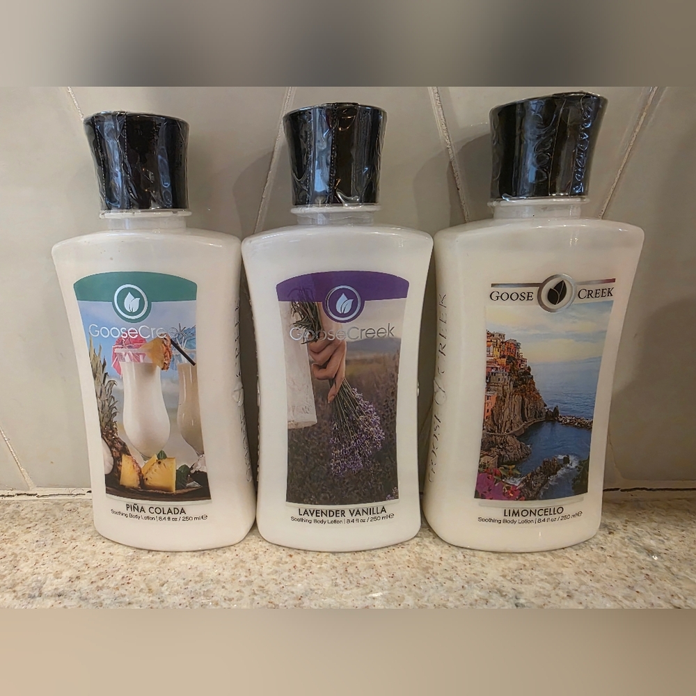 Goose Creek Body Lotion Set Of 3 - Pina Colada, Lavender Vanilla, Limoncello